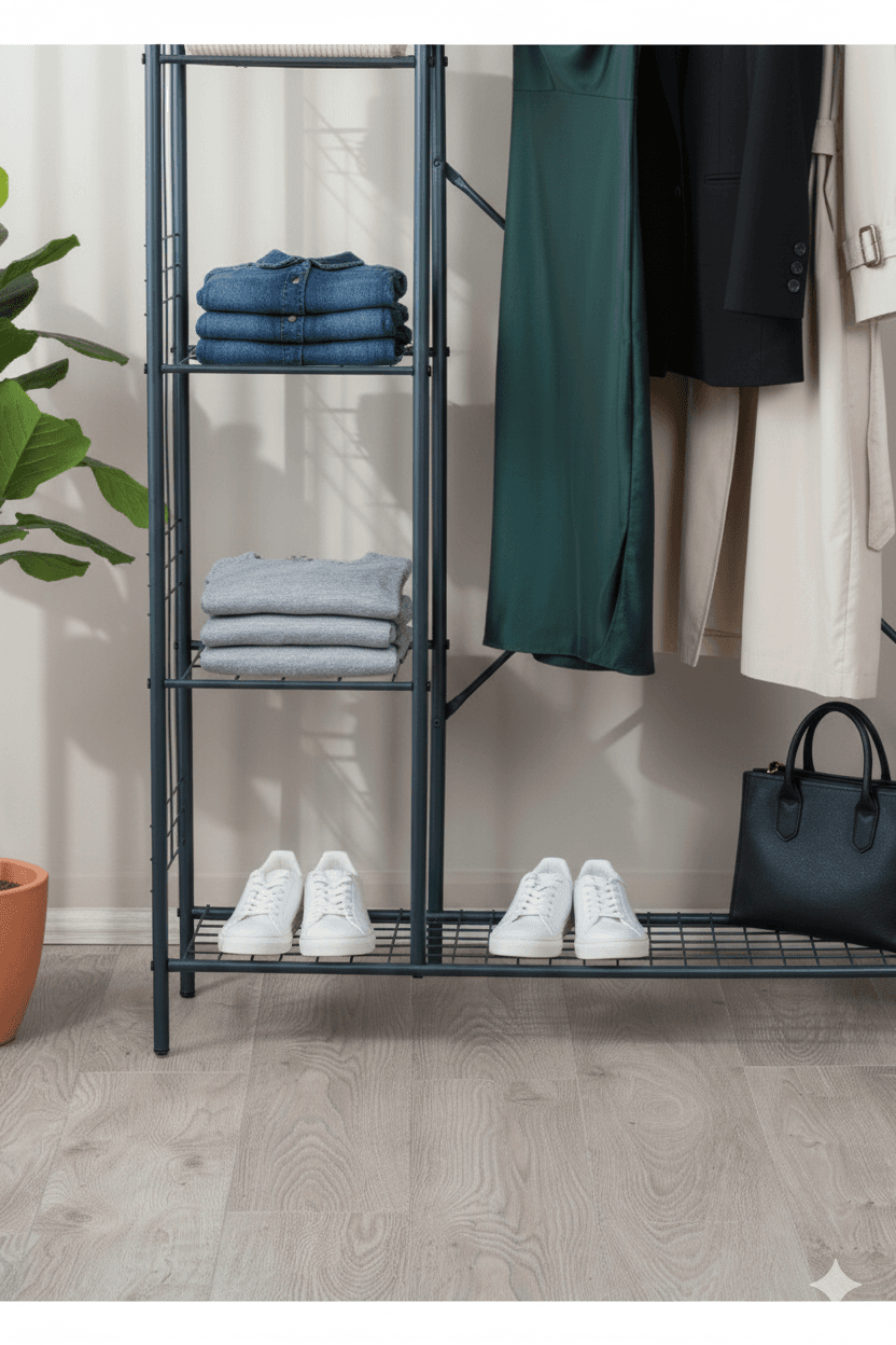 Açık Portmanto 5 Raflı Ayakkabılıklı Elbise Askısı