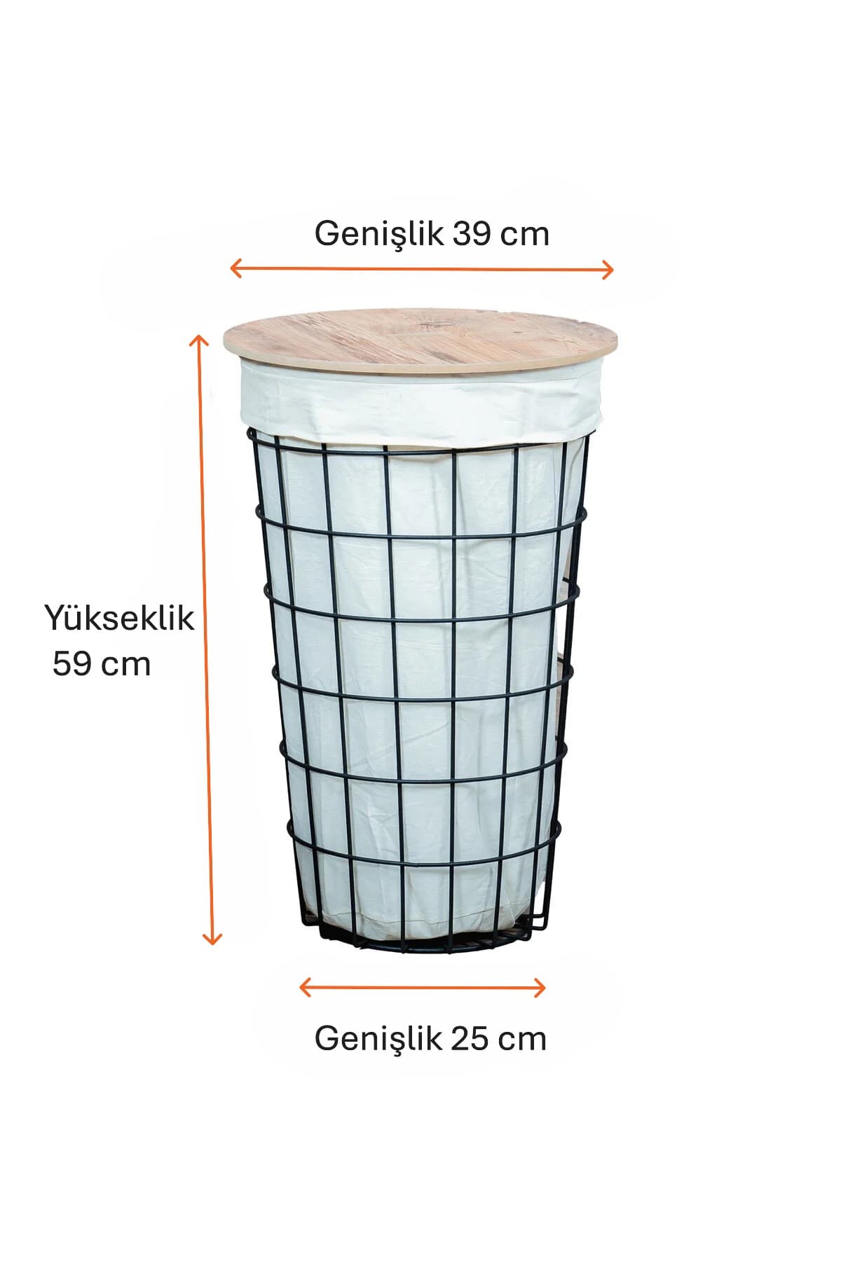 Kapaklı Tel Çamaşır Sepeti Kirli Sepeti