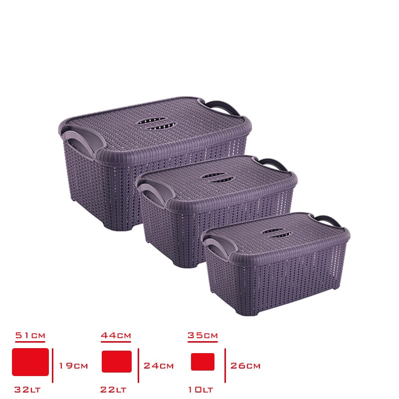 3lü Örgü Sandık Seti Düzenleyici Organizer - Görsel 2