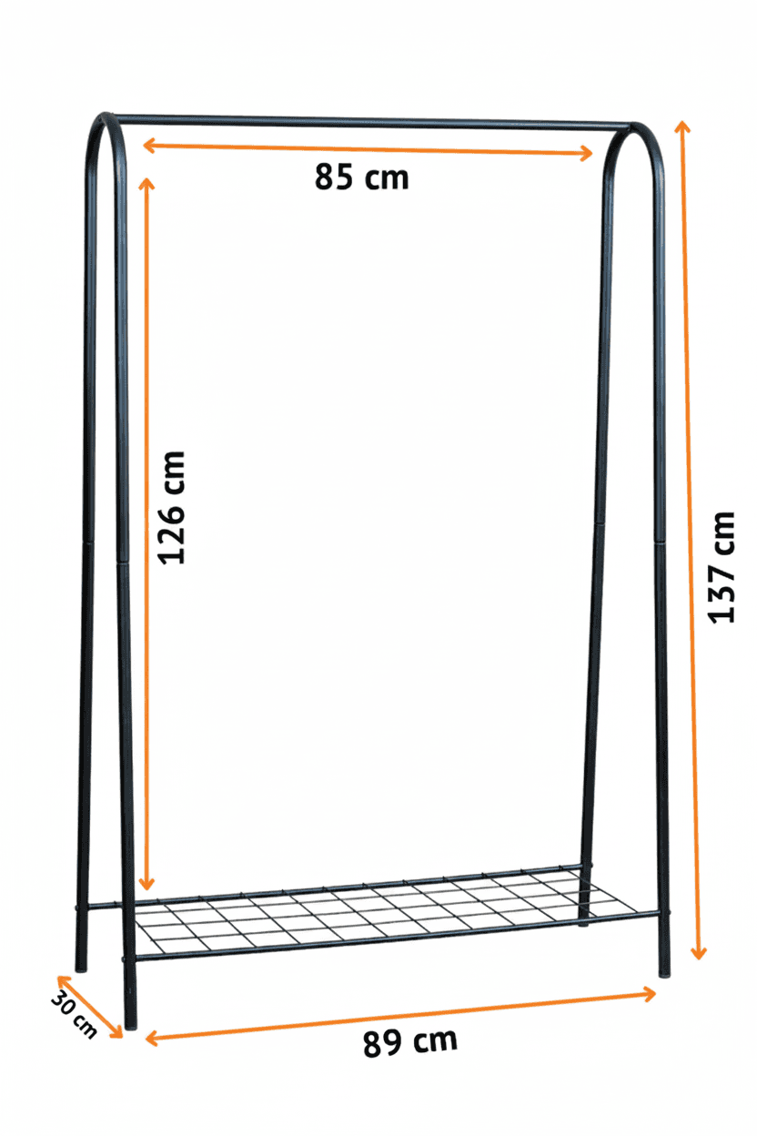 Tek Raflı Ayakkabılıklı Elbise Kıyafet Askısı Ayaklı Askılık - Görsel 5