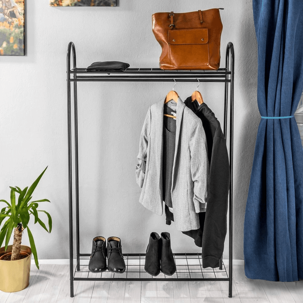 Çift Raflı Ayakkabılıklı Elbise Kıyafet Askısı Ayaklı Askılık - Görsel 2