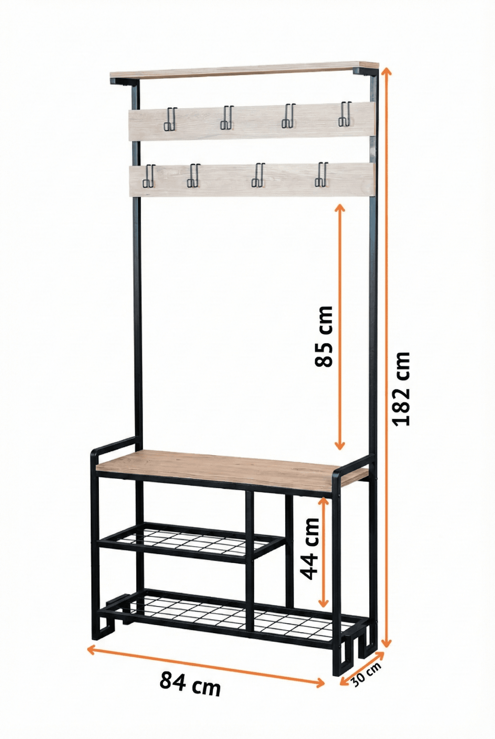 Metal Ayakkabılıklı Portmanto Ayaklı Askılık Açık Vestiyer - Görsel 5
