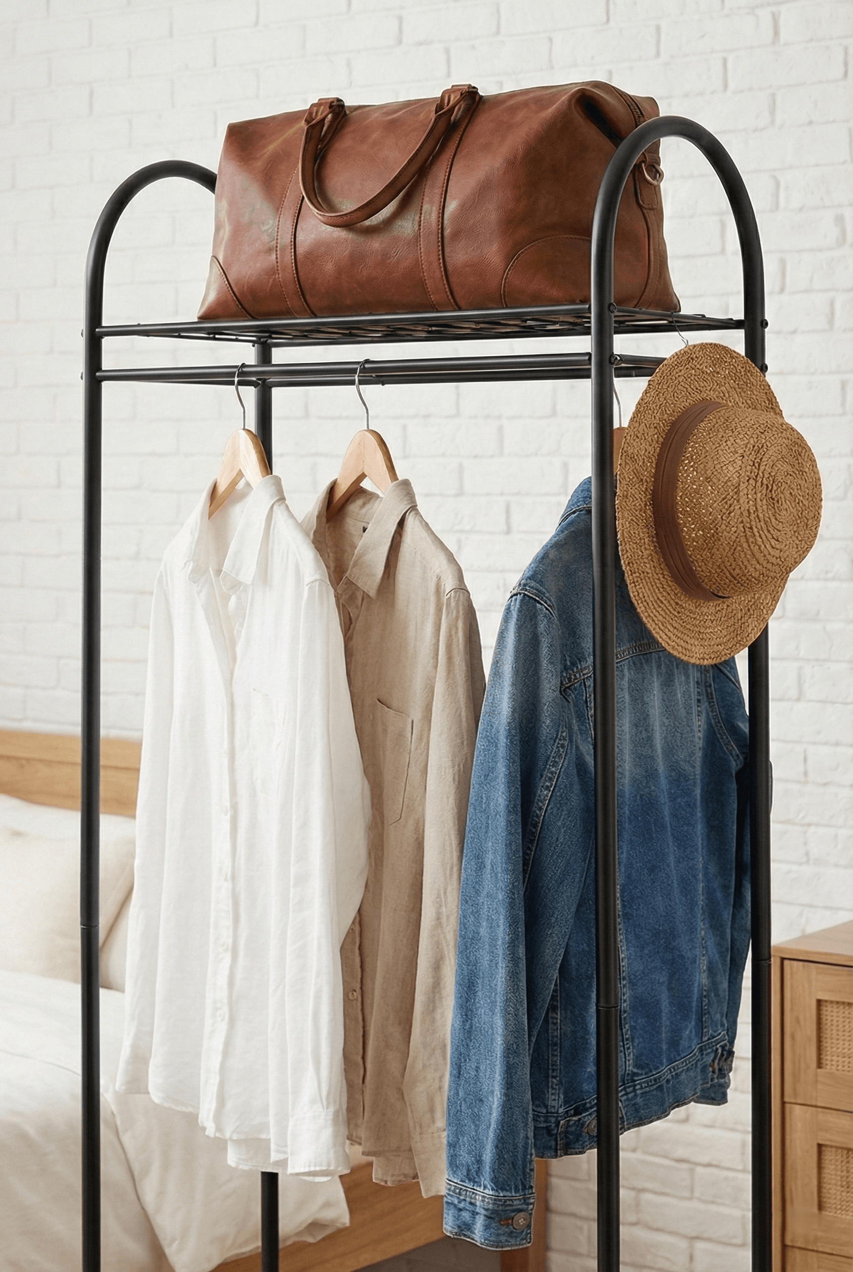 Metal 3 Raflı Ayaklı Askılık Elbise Askısı Açık Portmanto - Görsel 4