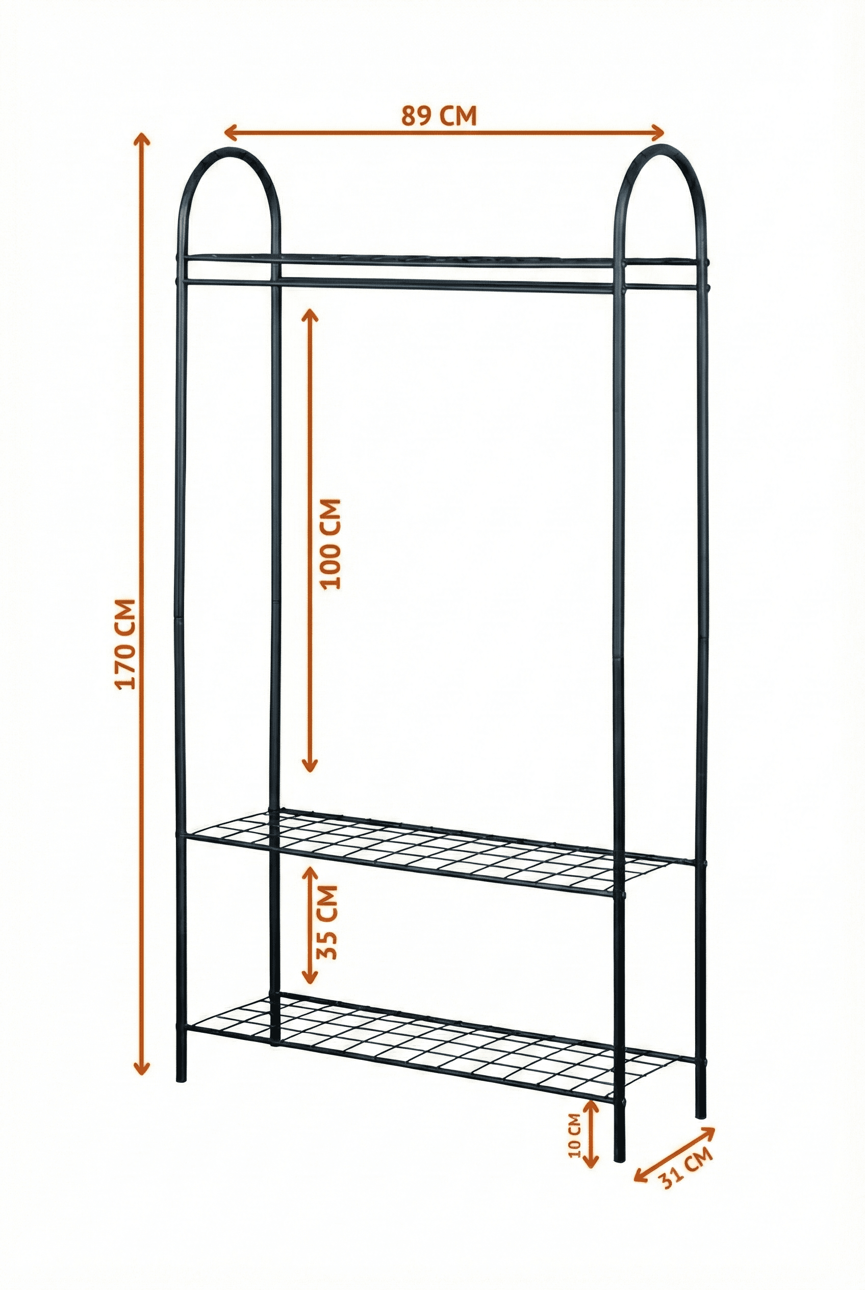 Metal 3 Raflı Ayaklı Askılık Elbise Askısı Açık Portmanto - Görsel 6