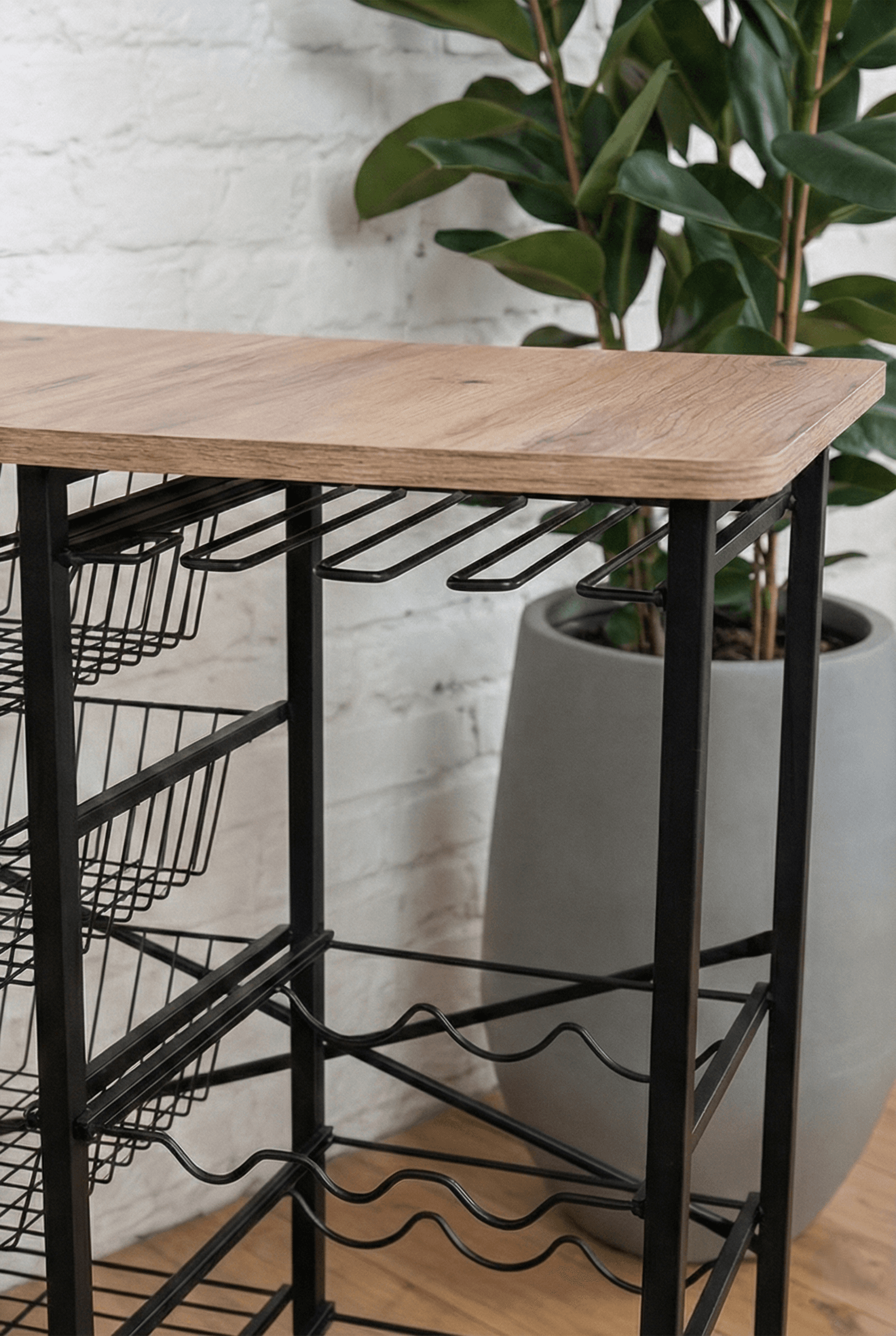 Metal Tekerlekli Çekmeceli Şaraplık İçki Standı - Görsel 4