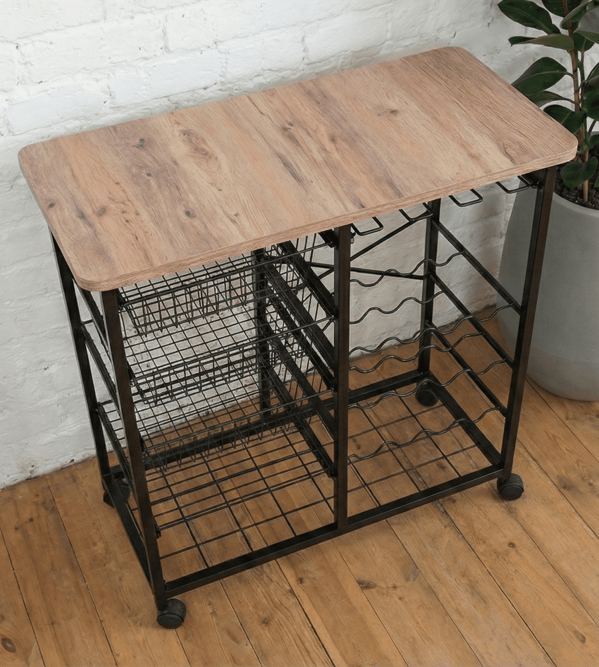 Metal Tekerlekli Çekmeceli Şaraplık İçki Standı - Görsel 6