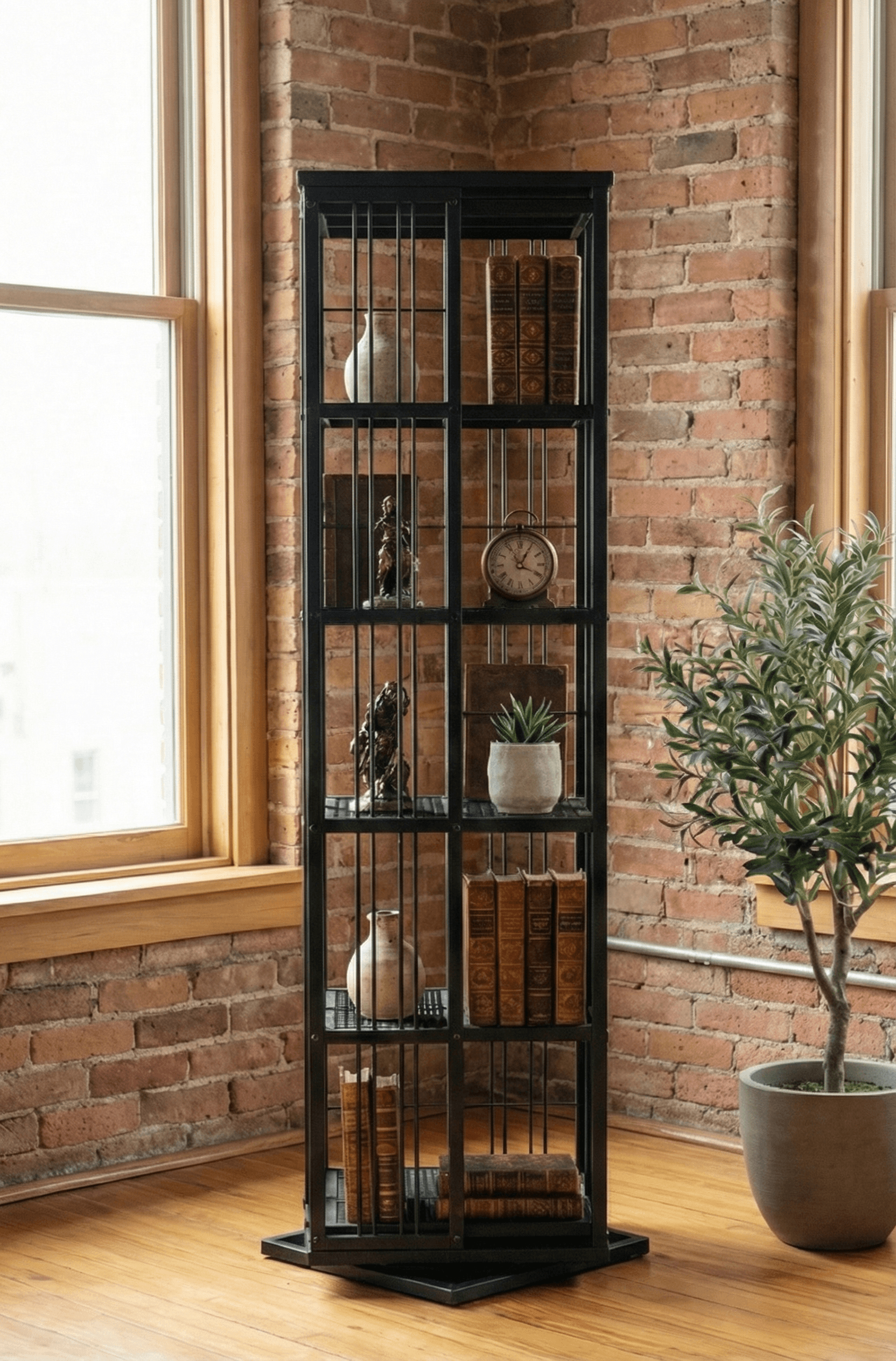 Metal Siyah 360 Derece Döner Kitaplık Yaşam Ünitesi - Görsel 2