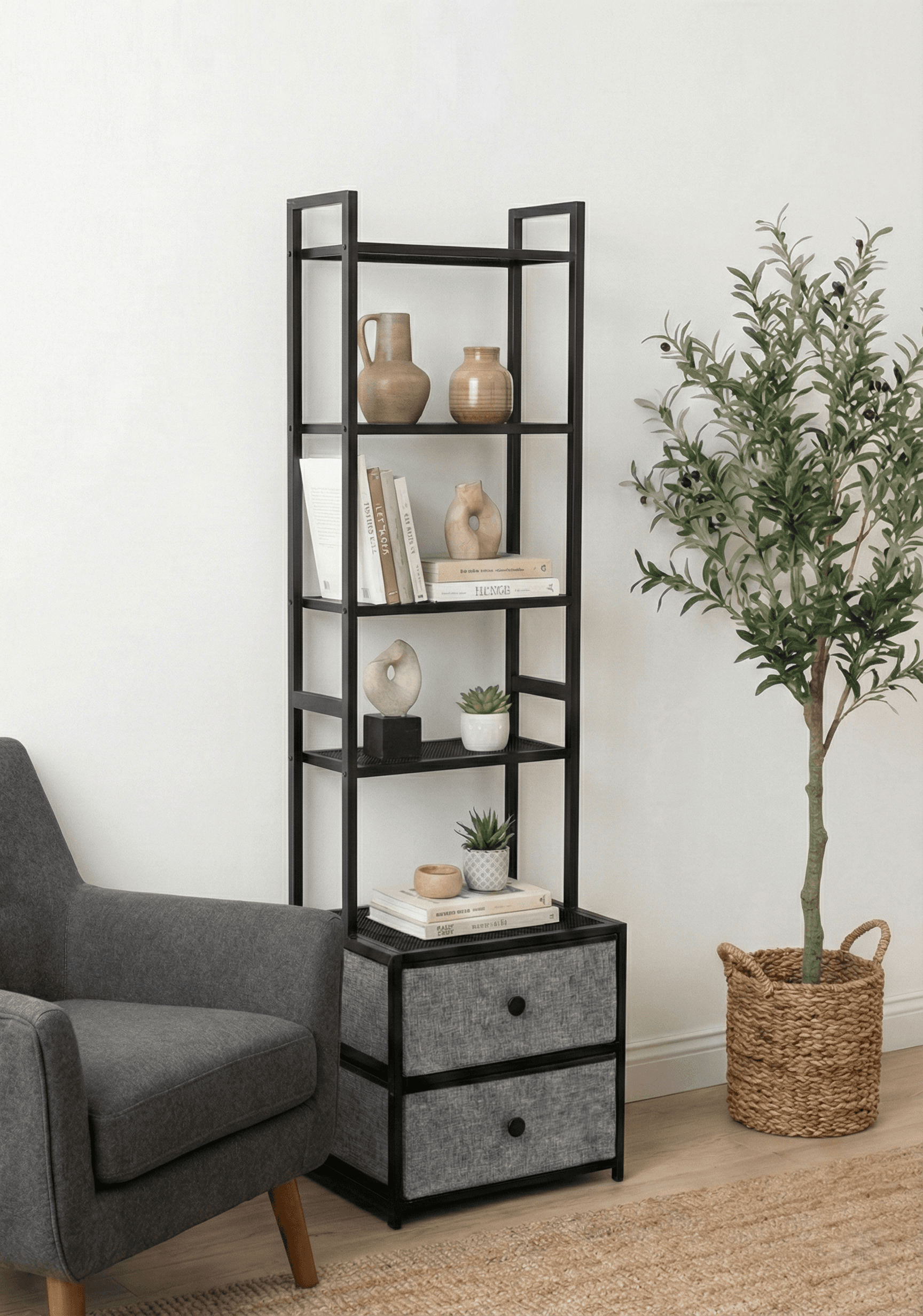 2 Çekmeceli 5 Raflı Komidin Kitaplık - Görsel 2