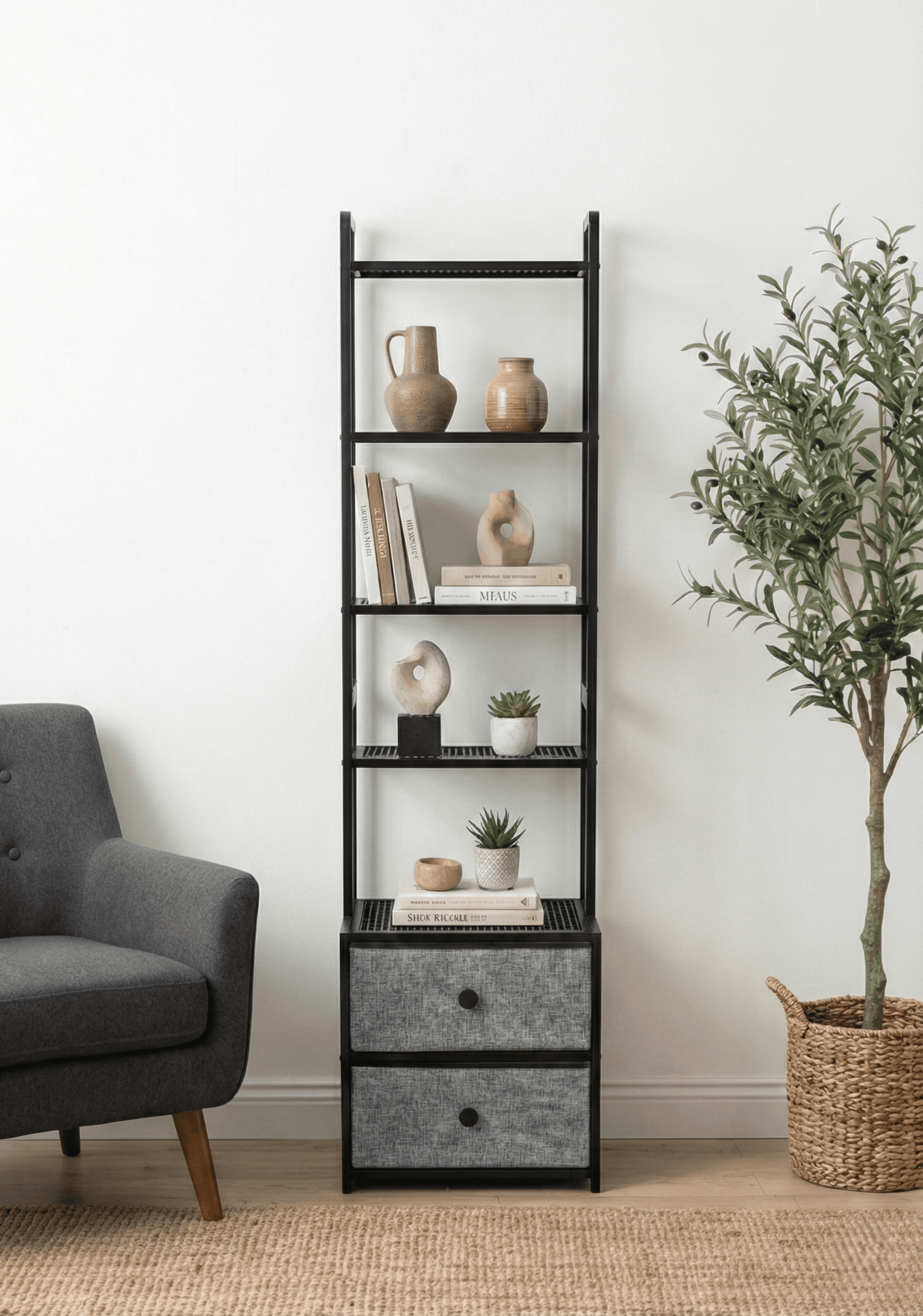 2 Çekmeceli 5 Raflı Komidin Kitaplık - Görsel 3