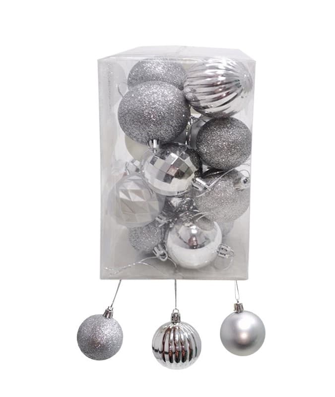 Yılbaşı Ağaç Süsü 20li Gümüş Karışık Desenli 2002 - Görsel 1