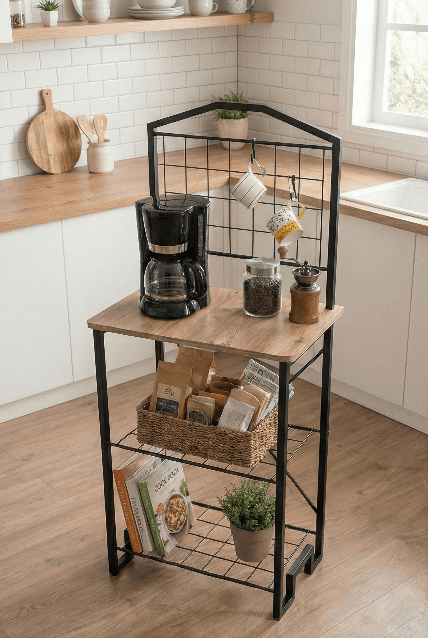 Kahve Köşesi Dar Mutfak Bangosu Çok Amaçlı Raf - Görsel 2