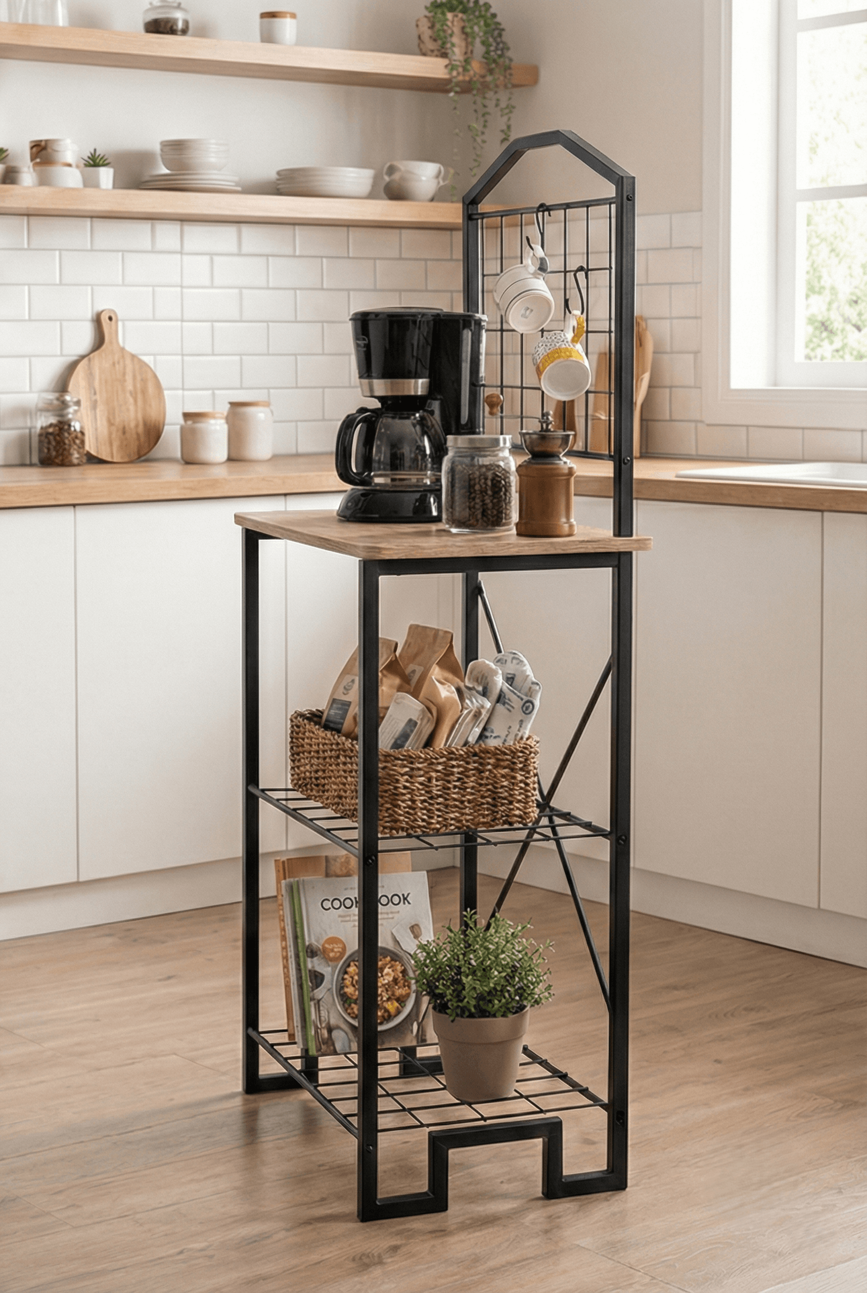 Kahve Köşesi Dar Mutfak Bangosu Çok Amaçlı Raf - Görsel 3