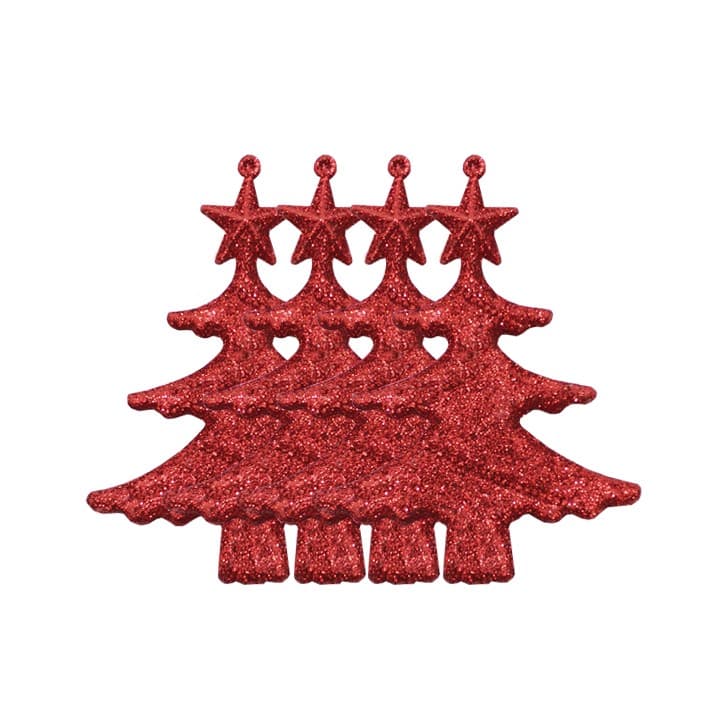 Simli Yılbaşı Çam Ağacı Süsü 4lü - Görsel 1