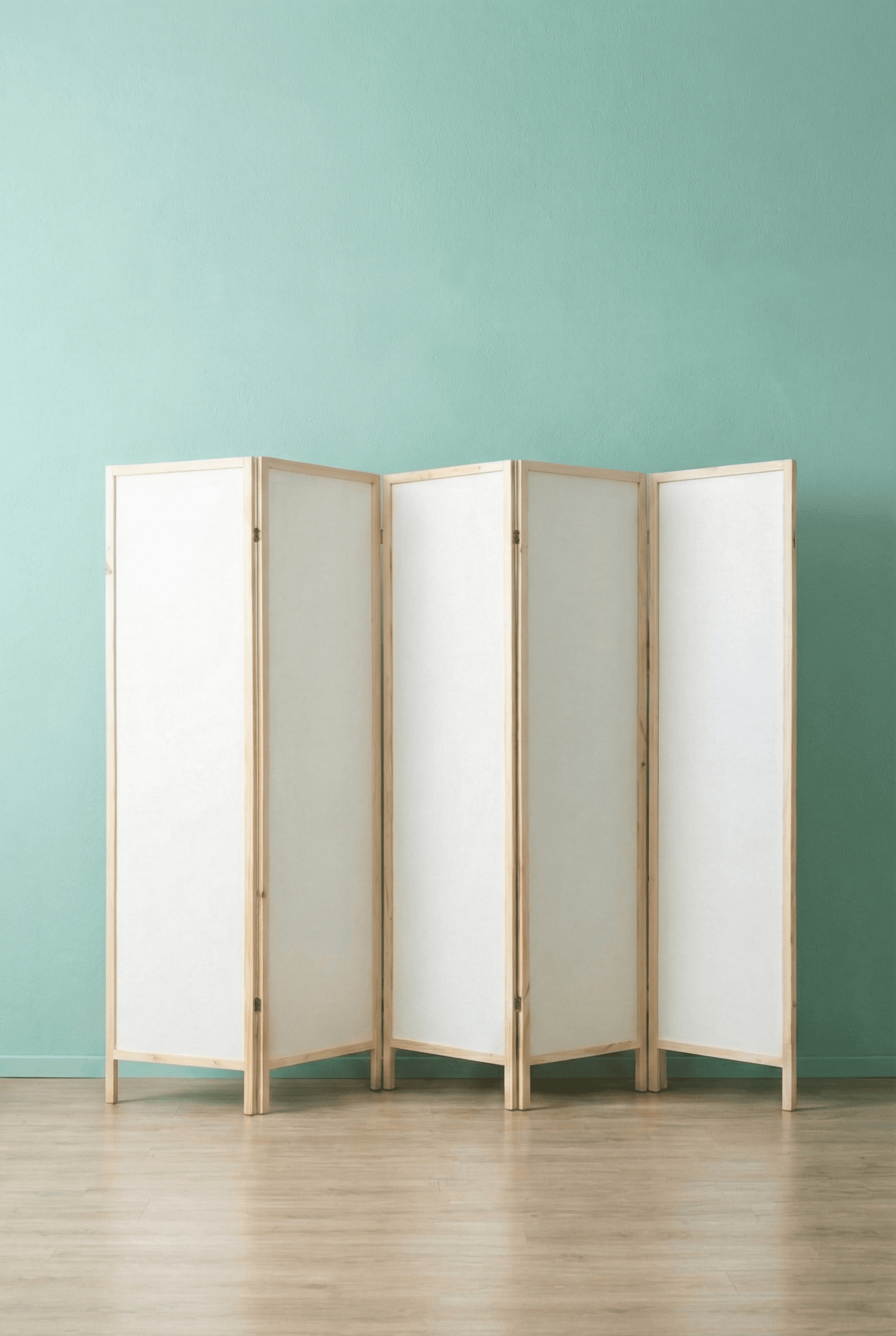 Ahşap 5 Kanat Beyaz MDF Katlanır Oda Ayırıcı Paravan Seperatör - Görsel 2