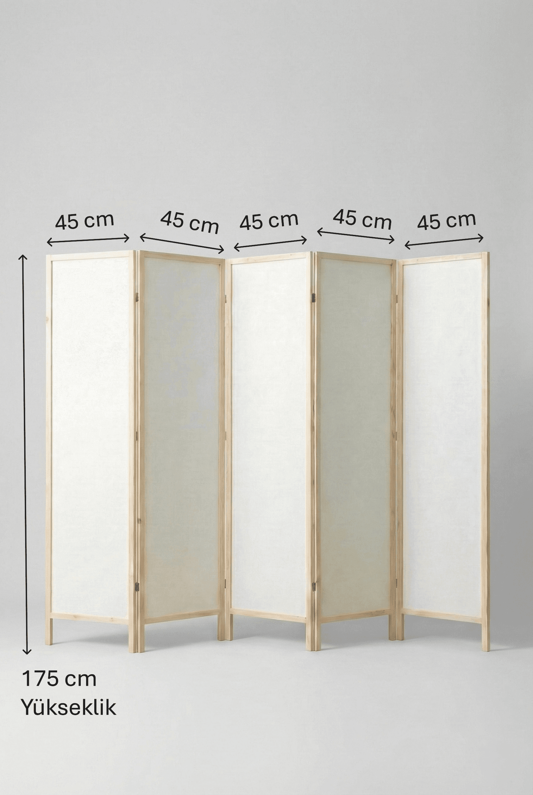 Ahşap 5 Kanat Beyaz MDF Katlanır Oda Ayırıcı Paravan Seperatör - Görsel 5