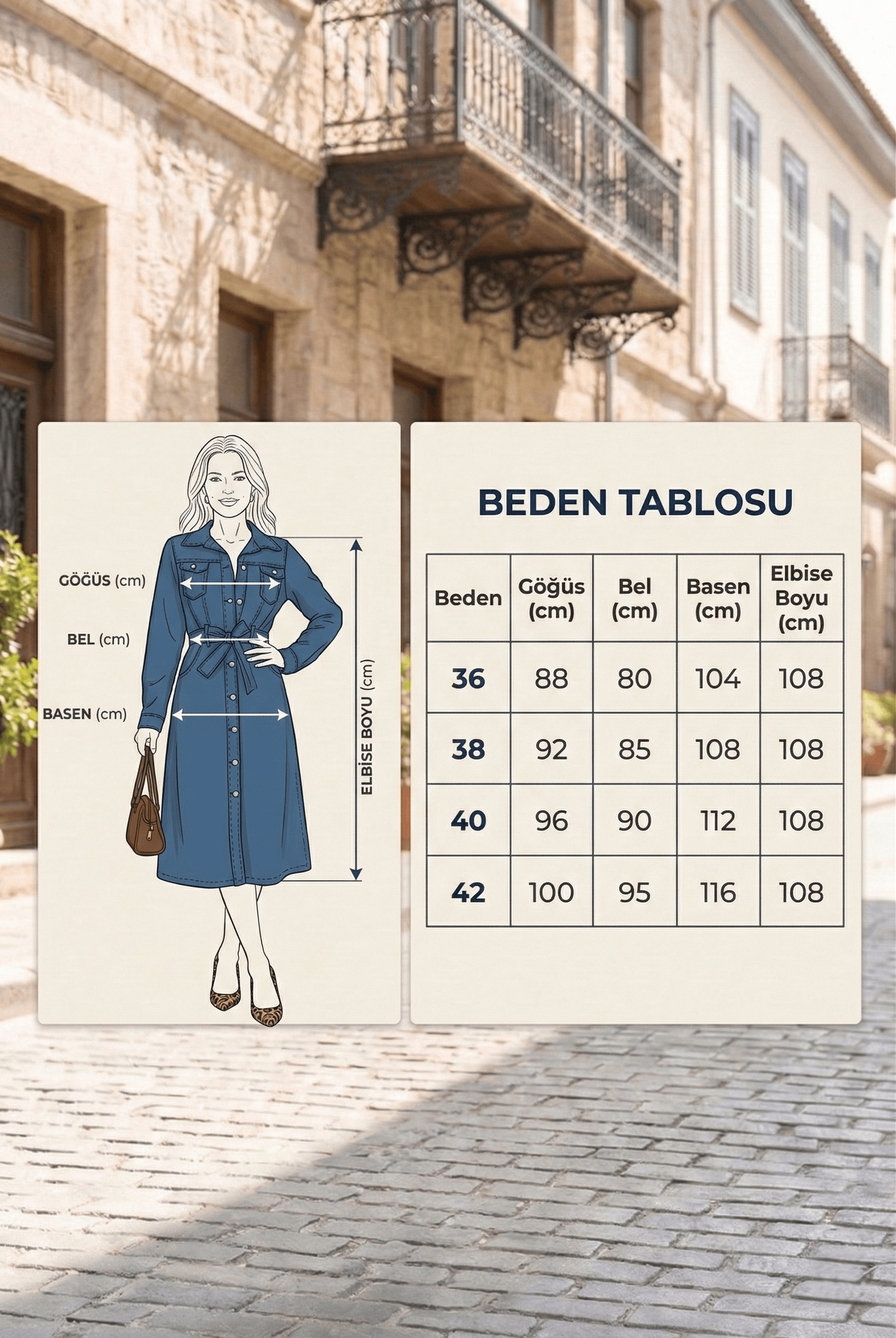 Vovikon Lacivert Kuşaklı Uzun Düğmeli Denim Trençkot - Görsel 6