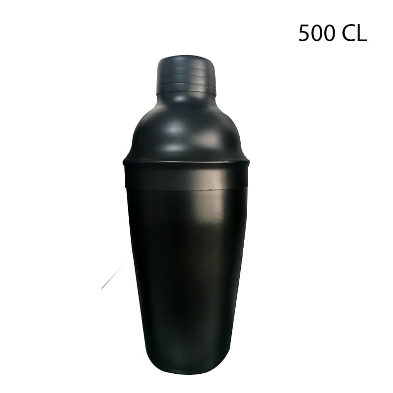 Biradlı Siyah Çelik Kokteyl Shaker 500 ml - Görsel 1