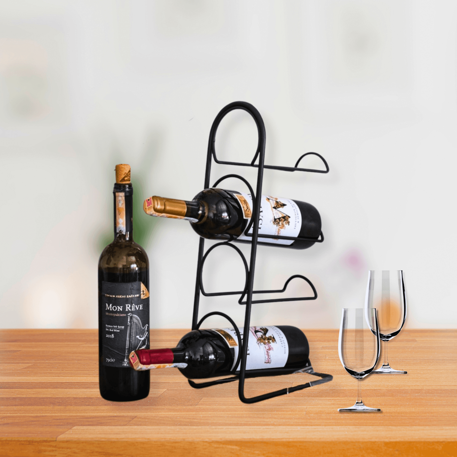 Metal Tel 4 Bölmeli Şaraplık 7001 - Görsel 1