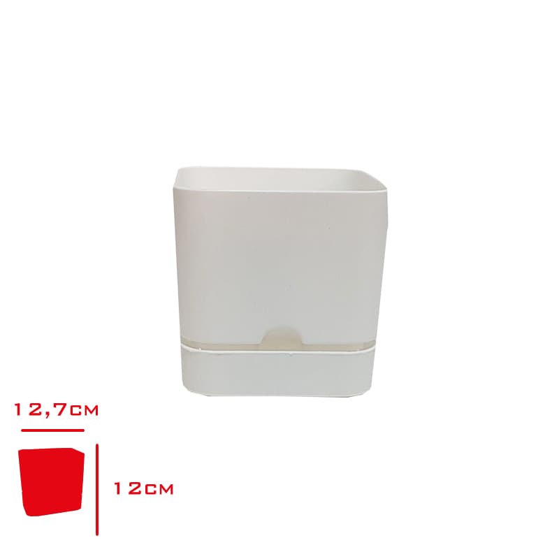 Poliwork Begonya Kare Beyaz Saksı 13 cm - Görsel 1