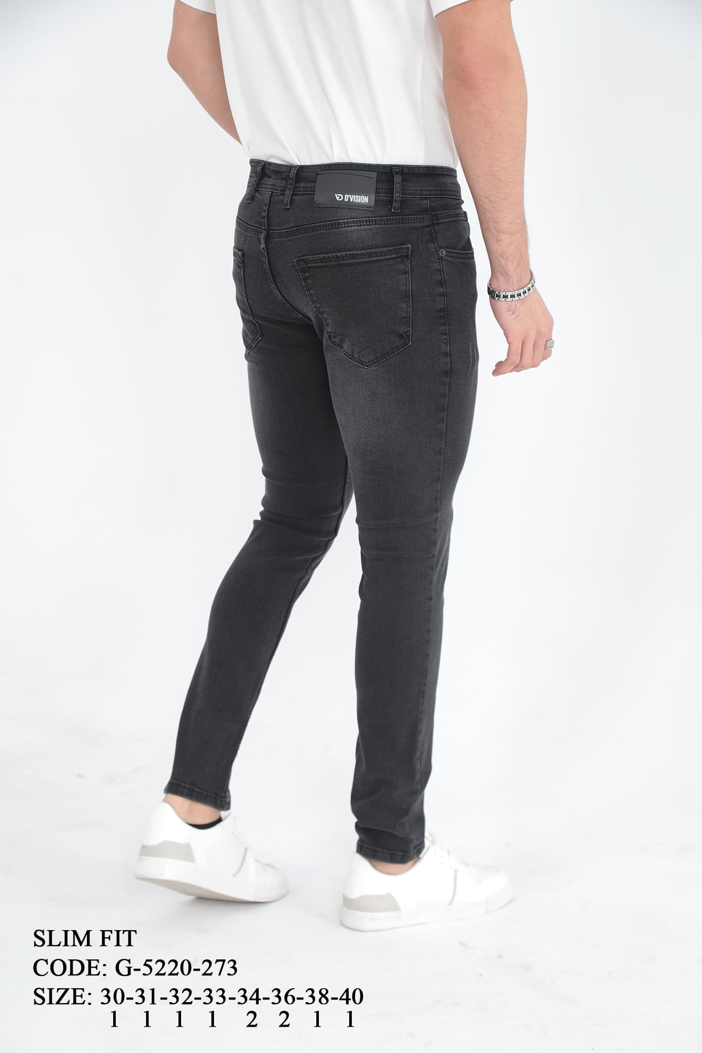 D'Vision Slim Fit Erkek Kot Pantolon Siyah Taşlamalı Jean G5220273 - Görsel 3