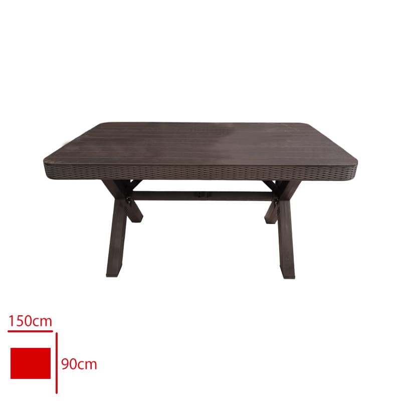 Rattan Camsız Masa 90x150 cm Çapraz Ayaklı - Görsel 1