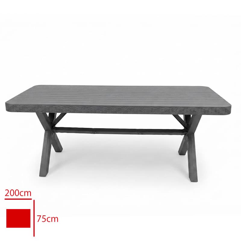 Rattan Camsız Masa 100x200 cm Çapraz Ayaklı - Görsel 1