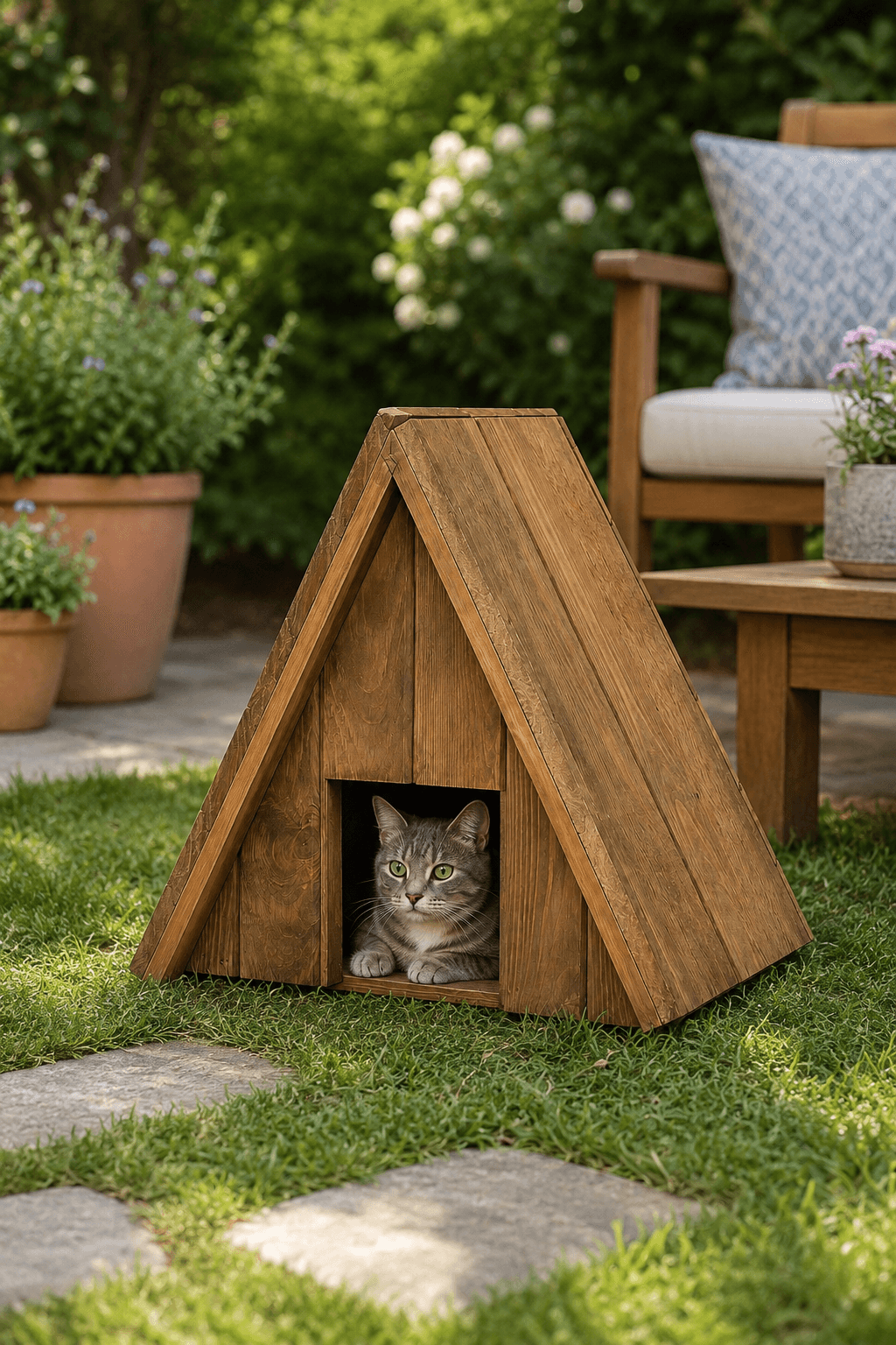 Ahşap Rustik Kedi Evi Pati Yuvası - Görsel 1