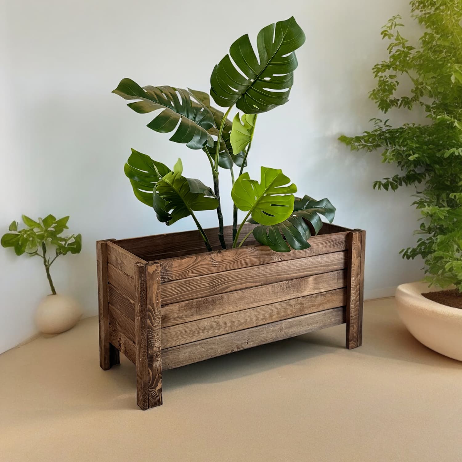 Ahşap Saksı Dış Mekan Bahçe Çiçeklik 2006 - Görsel 3