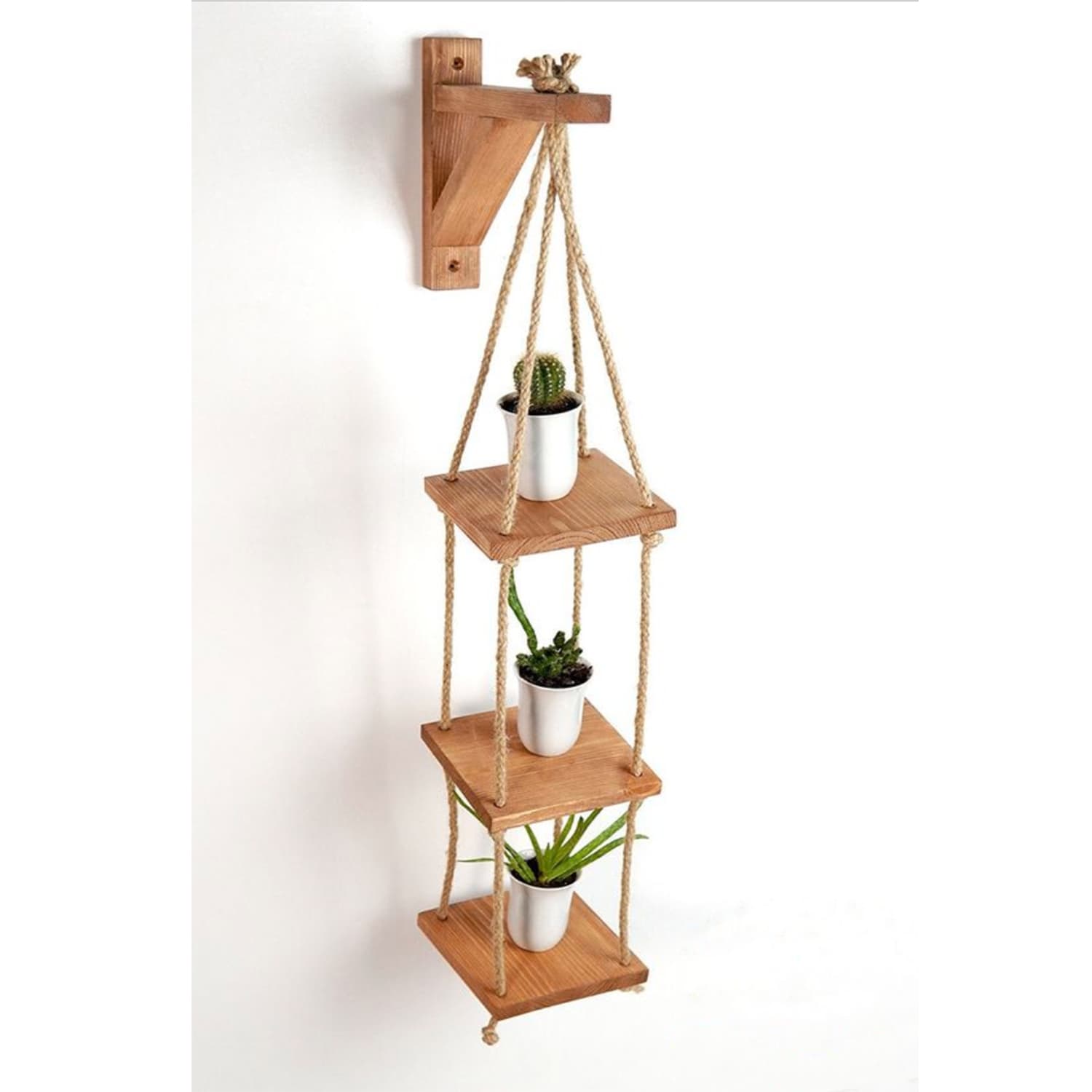 Ahşap Askılı Saksılık Çiçek Rafı 2062 - Görsel 1