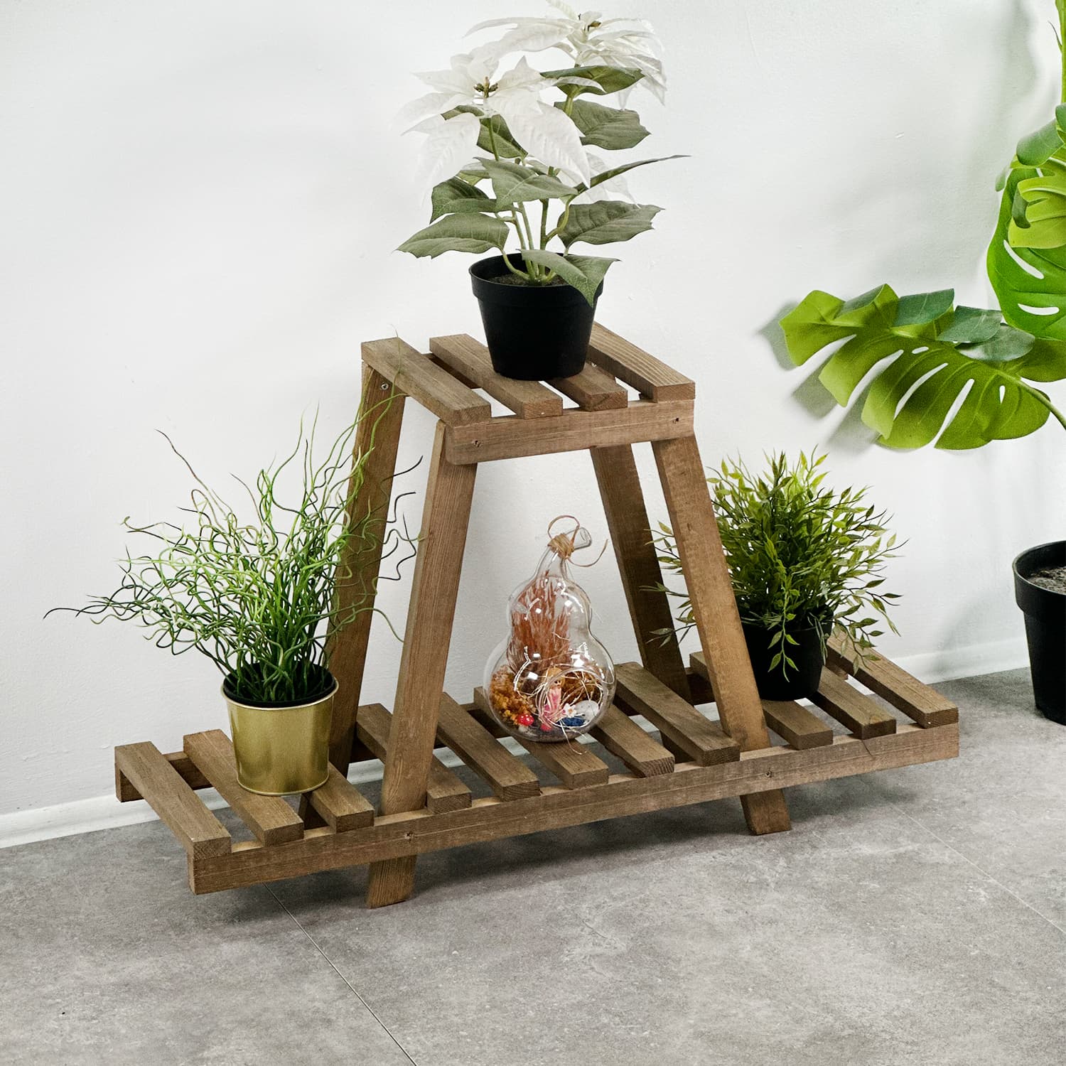 Ahşap Saksı Standı Çiçeklik Raf Stand 2124