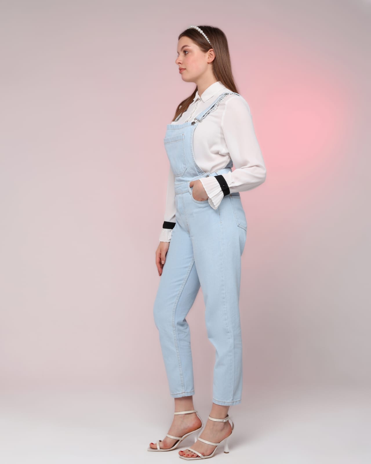 Vovikon KN Buz Mavi Denim Boyfriend Bahçevan Tulum-2