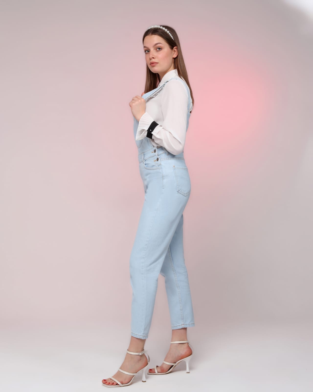 Vovikon KN Buz Mavi Denim Boyfriend Bahçevan Tulum-4