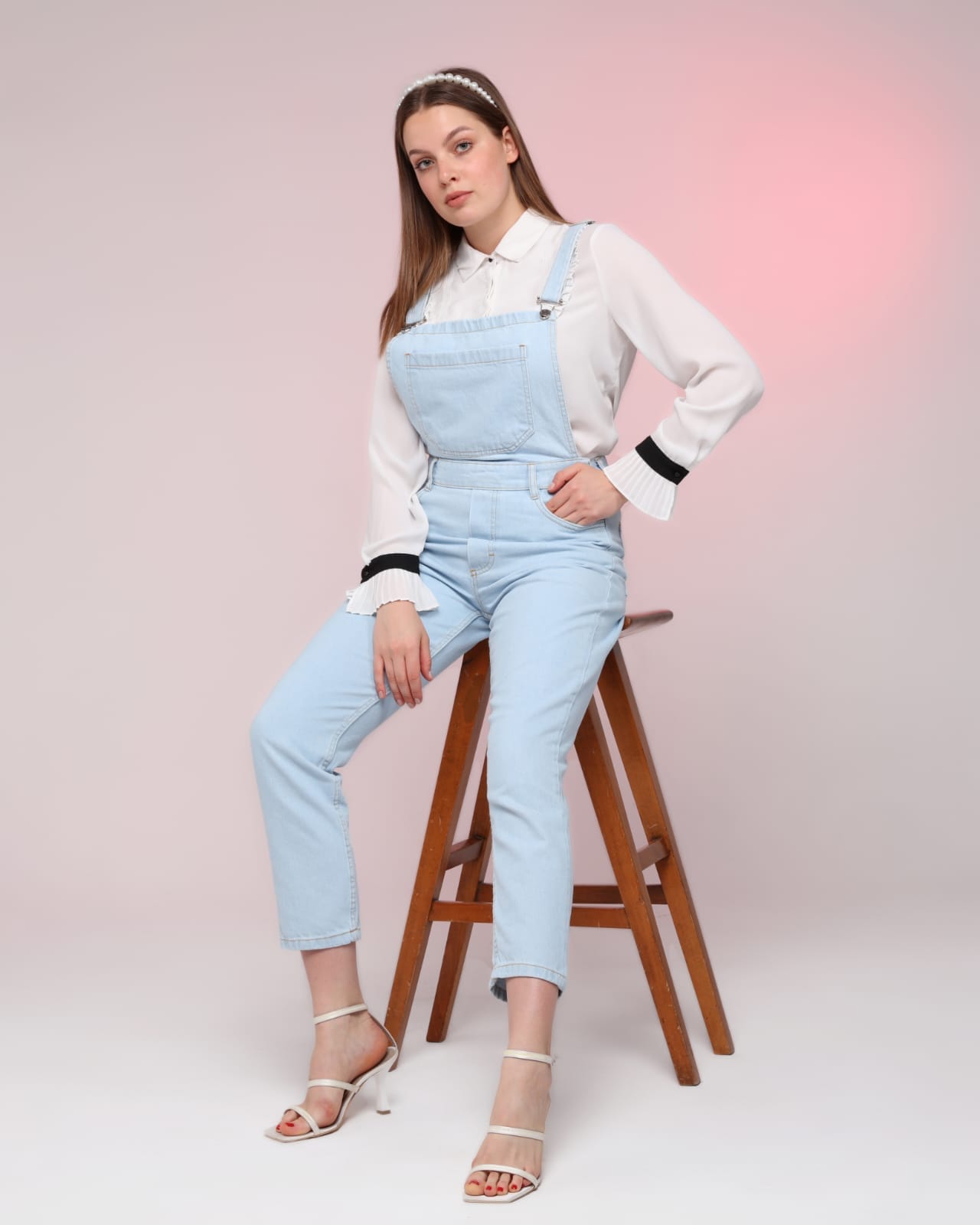 Vovikon KN Buz Mavi Denim Boyfriend Bahçevan Tulum-6