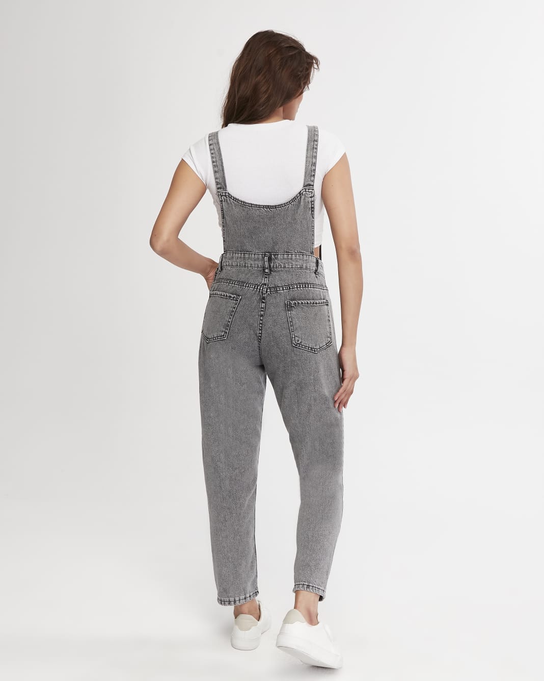 Vovikon KN Kar Siyah Denim Boyfriend Bahçevan Tulum-5