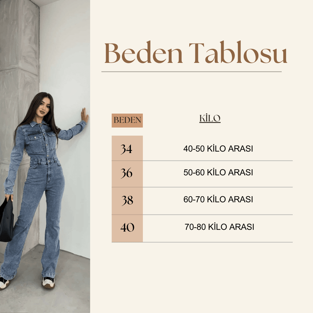 Vovikon KN Taş Yıkama İspanyol Paça Ceketli Tulum-5