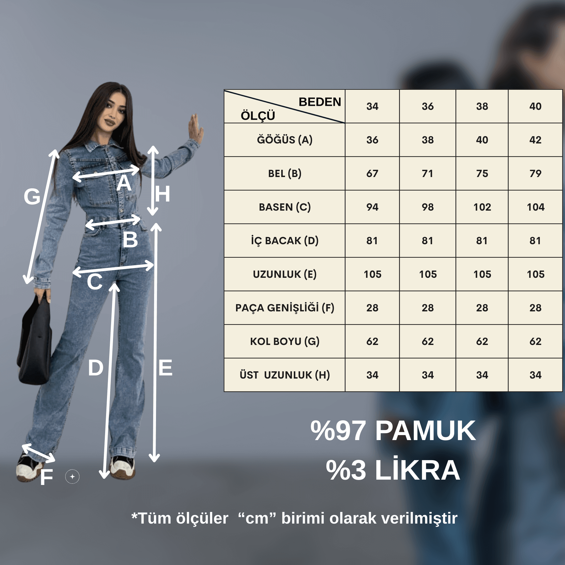Vovikon KN Taş Yıkama İspanyol Paça Ceketli Tulum-7