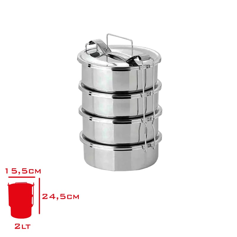 Çelik 4lü Tel Kulplu 2 Litre Sefer Tası-2