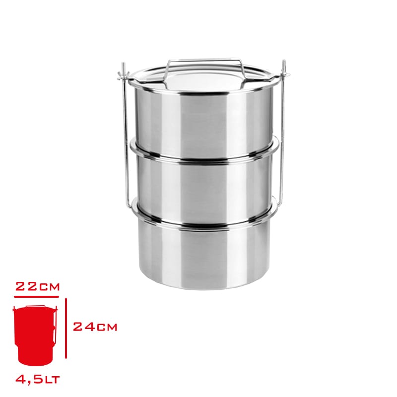 Çelik 3lü Vidalı 4.5 Litre Sefer Tası-2