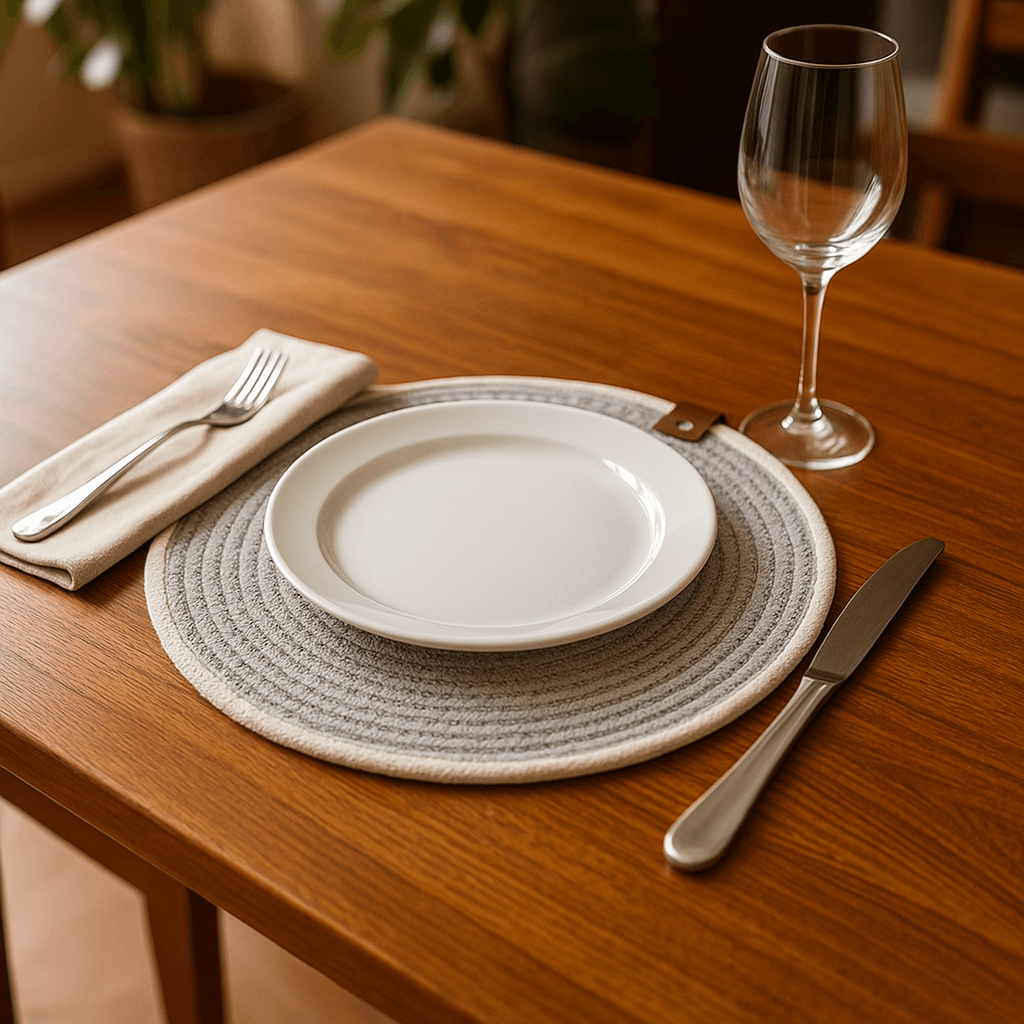 Yuvarlak Koyu Bej Amerikan Servis Yemek Masası Supla 32x32 cm-1