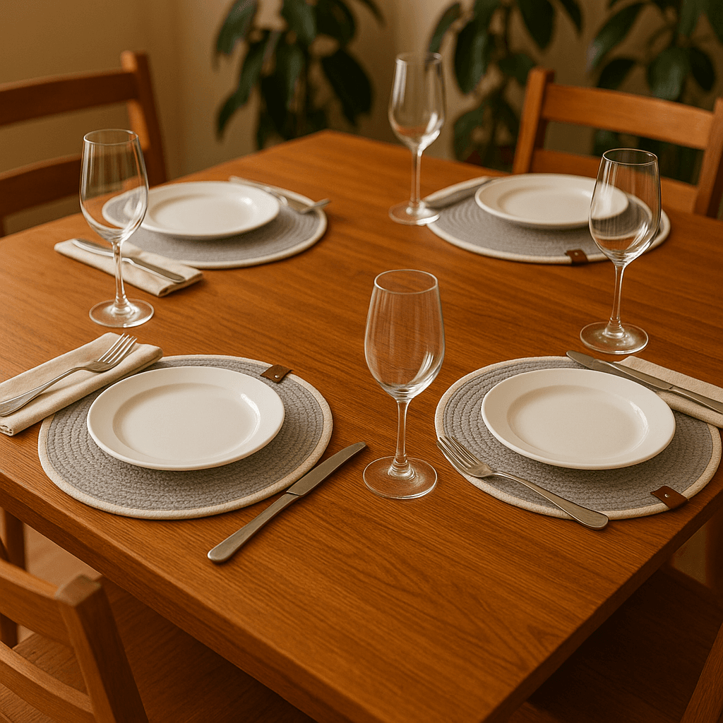 Yuvarlak Koyu Bej Amerikan Servis Yemek Masası Supla 32x32 cm-2