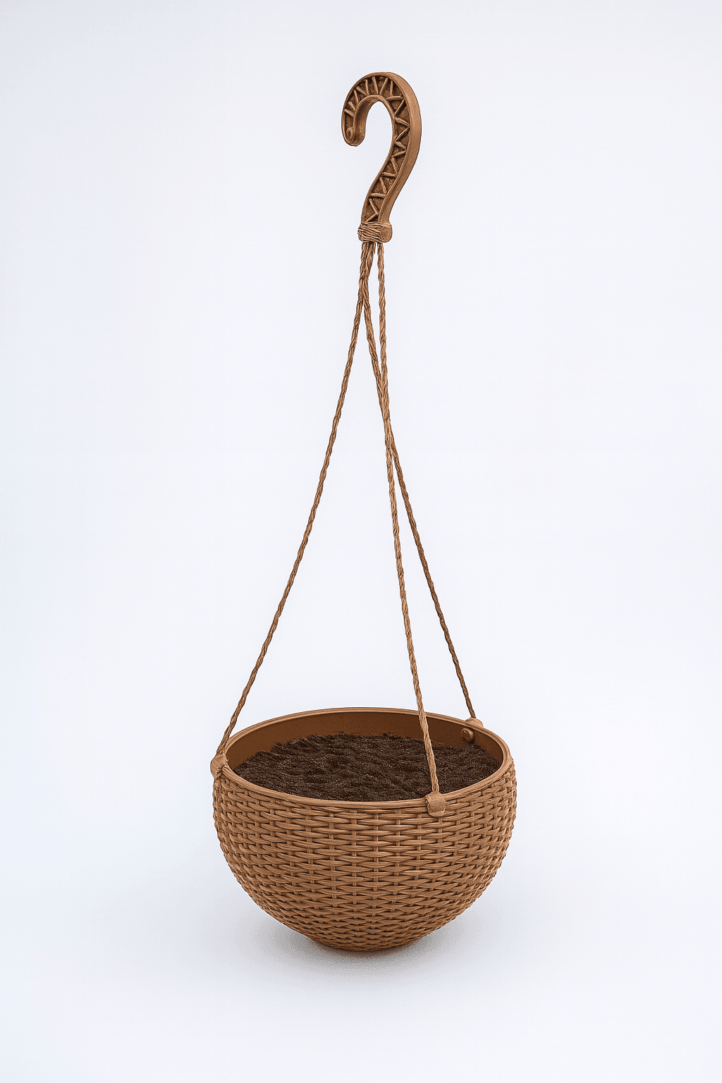 Vovikon Rattan Makrome Naturel Küçük Boy Askılı Saksı-1