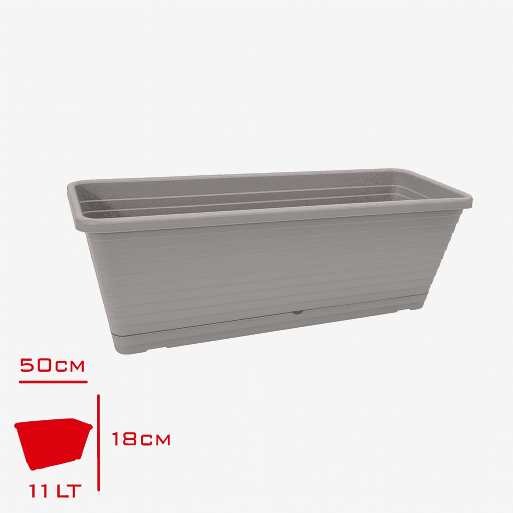 Gri Balkon Saksısı 11 Litre Saksı Çiçeklik-3
