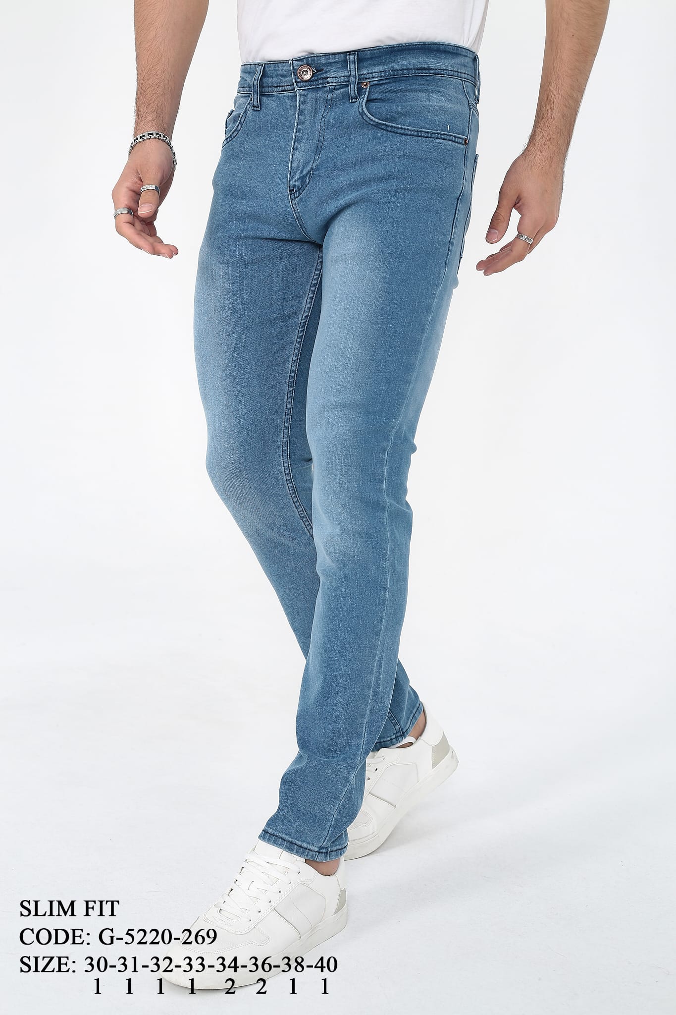 DVision Buz Mavi Erkek Kot Pantolon Slim-2