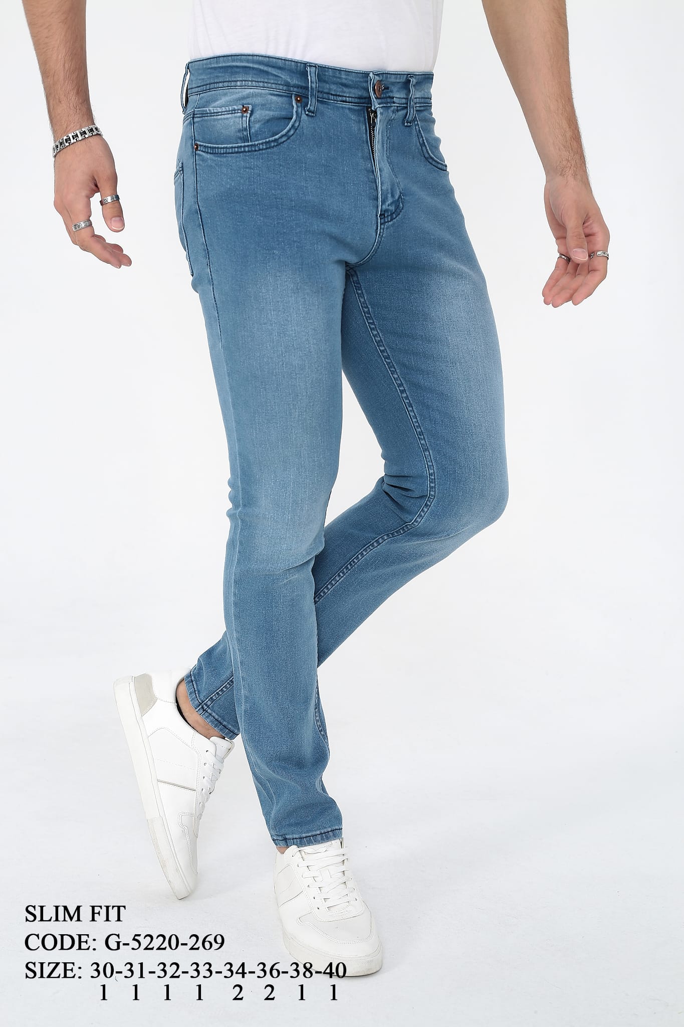 DVision Buz Mavi Erkek Kot Pantolon Slim-3