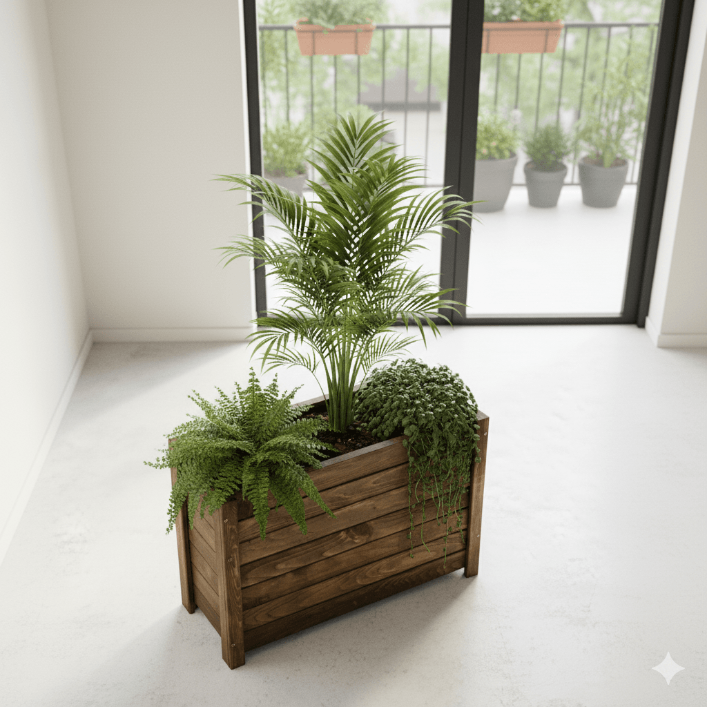 Ahşap Büyük Boy Dış Mekan Dekoratif Saksı-3