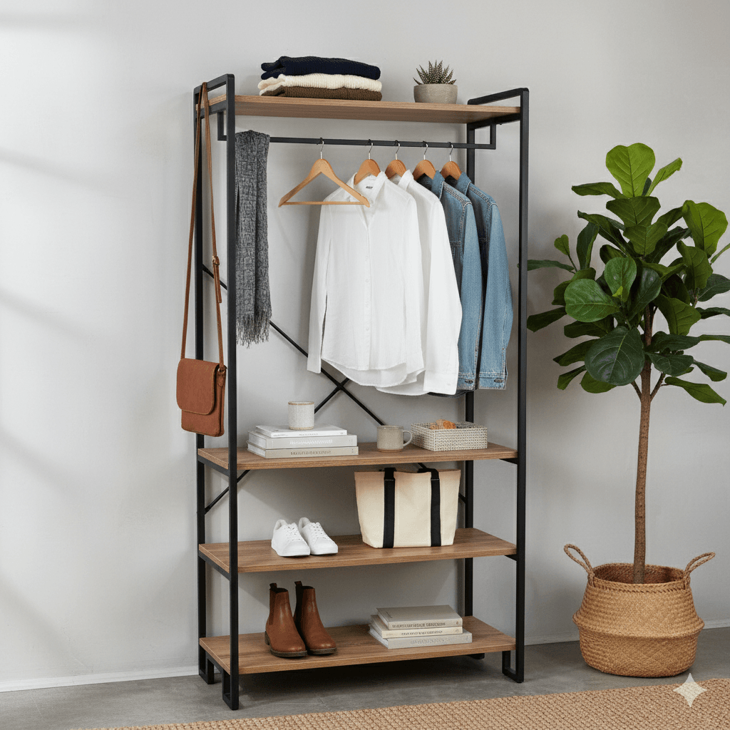 Metal Elbise Kıyafet Askısı Açık Portmanto-1