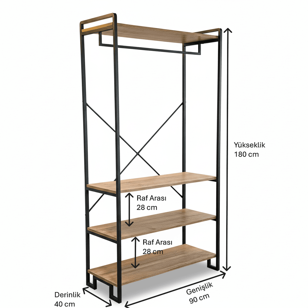 Metal Elbise Kıyafet Askısı Açık Portmanto-4