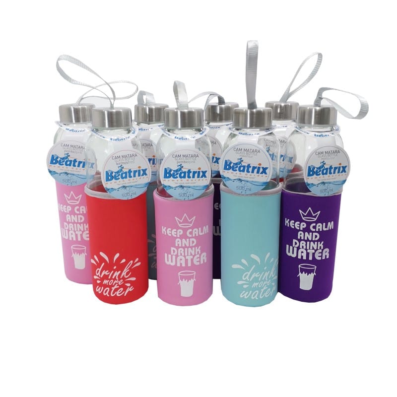Beatrix Kılıflı Cam Matara 500 ML-1
