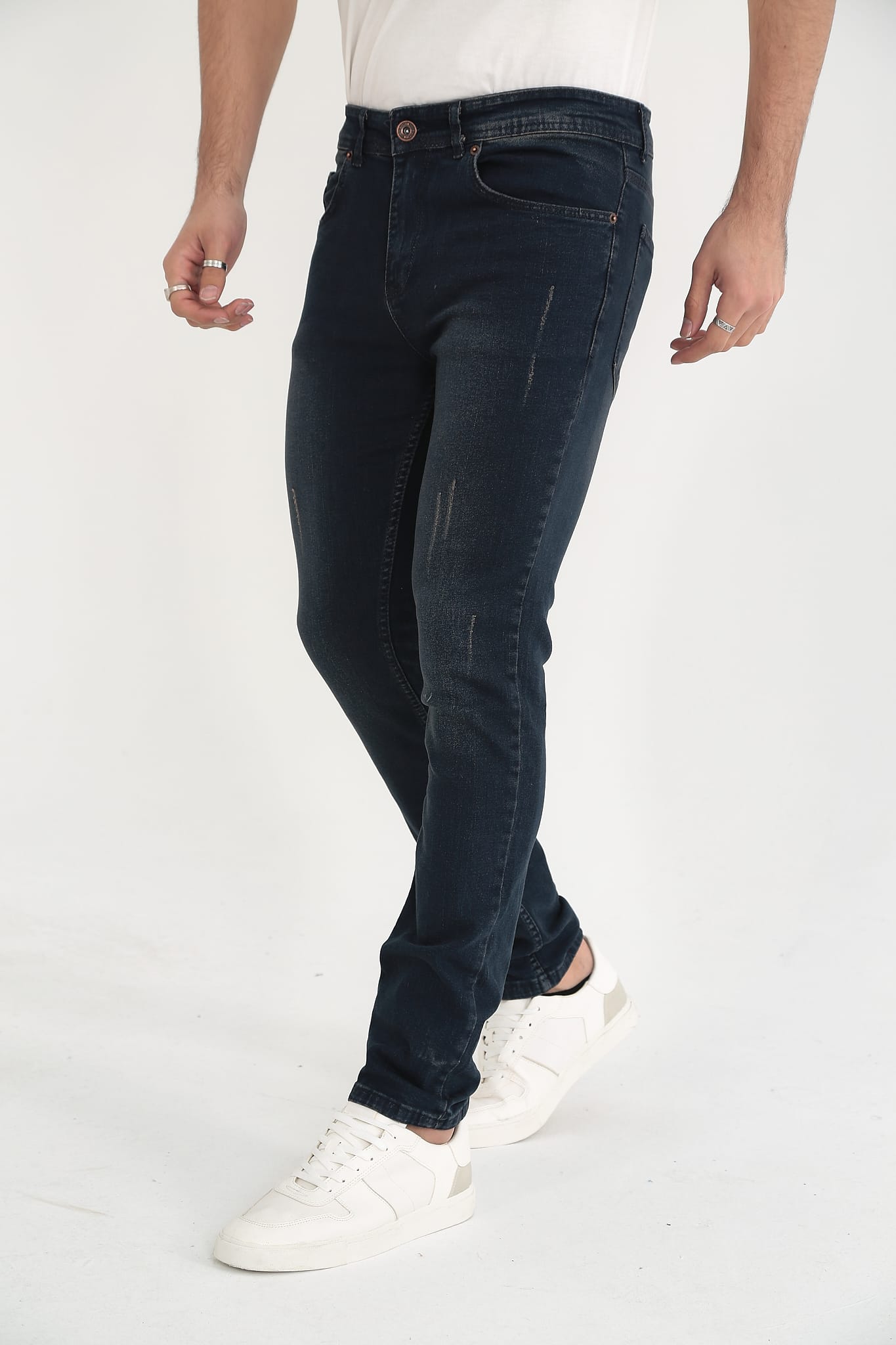 D'Vision Lacivert Çizik Desenli Erkek Jean G-5220-267-1