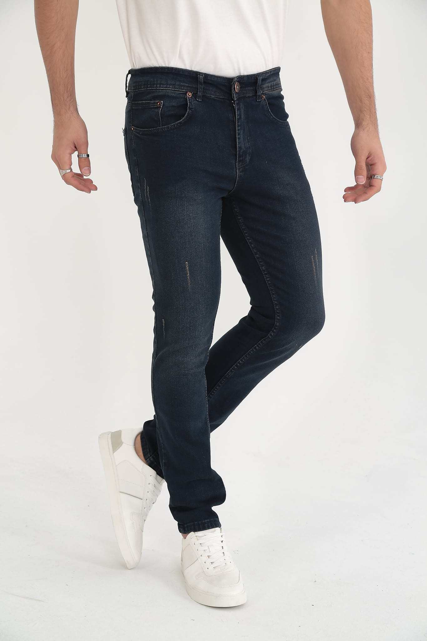 D'Vision Lacivert Çizik Desenli Erkek Jean G-5220-267-2